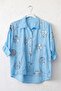 Italian Lavender Blue Shirt Collar Long Sleeve Buttoned Sequined Embroidered Casual Woven Shirt 65 62 - 2