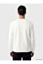 Ozmarka New Season White Crew Neck Embossed Printed Men's Sweatshirt - 4