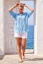 Italian Lavender Blue Shirt Collar Long Sleeve Buttoned Sequined Embroidered Casual Woven Shirt 65 62 - 7