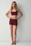 Wisin Women's Soft and Flexible Fabric Strappy Collar Crop Burgundy Bustier - 4
