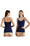 Women's Lace 3-Piece (Rose-Burgundy-Navy Blue) Cotton Soft Textured Lycra Body-Hugging 3-Piece Undershirt - 4