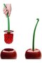 Cherry wood toilet brush with red bristles - 3