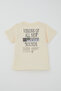Boy's Shorts Set with Retro Music Back Print, Ages 3-8, Cream - 4