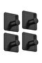 10-Pack - Self-Adhesive Hooks - Stainless Steel - Black - No Drilling Required - High Load Capacity - Suitable for Bathrooms and Kitchens