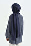 Cotton Naia Blend Natural Shawl - Navy Blue - 3