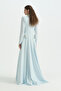 Shiny Stone Crepe Dress - Blue - 4