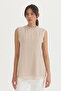 Chiffon Front Sleeveless Undershirt - Stone - 2