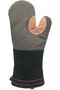 2 Pcs Thick Leather & Polyester Kitchen Oven Mitts - Large Long Non-Slip Washable Professional Cooking Gloves (Gray)