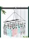 Rotating windproof sock rack, clothesline sock rack, stainless steel sock dryer rotating hook, 26cm underwear dryer with nail clips (pink) - 2