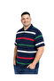 Men's Large Size Light Navy Blue Thin Striped Pique T-Shirt 3Xl-4Xl-5Xl-6Xl - 2