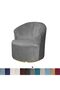 Velvet Banquet Swivel Barrel Chair Cover Medieval Modern Round Club Armchair Solid Decorative Living Room Kitchen Single Sofa Grey - 4