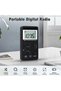 Small portable AM/FM digital mini radio, compact battery-operated pocket radio with 500mAh battery and headphones, Black - 2