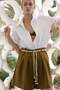 Tie-belt paper bag shorts