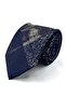 Navy Blue Beige Motif Patterned Classic Tie with Handkerchief Kk13967 - 4