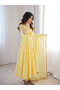 Yellow Embroidered Faux Georgette Anarkali Set - HRT9340 | Yellow-Size:2XL-44-Inches - 4