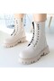 Neole Beige Leather Laced Boots - 4
