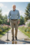 Five Section Folding Walking Cane with LED Light Adjustable Height Self Standing Aluminum Walking Stick for Seniors - 3