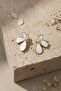 White Enamel Yellow Detailed Pearl Centered Flower Design Bijoux Earrings - 5
