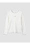 White Crew Neck Embroidered Girls' T-Shirt