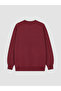 Xside Burgundy Printed Oversize Women's Thick Sweatshirt - 6