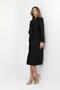 Black Lined Suit Fabric Belted Long Trench Coat Tns-9007 - 4