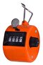 Manual counter - Four-digit mechanical counter - Battery-free - People counter - Plastic casing with ring - Orange - 5