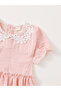 Girls Pink Gingham Dress with Lace Collar - 4