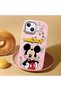 iPhone 15 Plus Compatible Case Camera Protector Pink Silicone Couple Phone Case with Character Pattern - 2