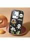 Samsung Galaxy A21S Compatible Case Camera Protective Black Silicone Couple Phone Case with Panda Pattern - 2