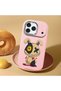 iPhone 17 Pro Max Compatible Case Camera Protector Pink Silicone Couple Phone Case with Character Pattern - 2