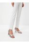 Women's High Heel Shoes Silver Wrinkled Patent Leather Cross Pant Silver Metal Heel Detailed Evening Dress Shoes - 3