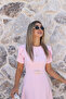 Pink Belted Sleeve Detail Dress - 3