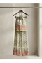 Women's Bohemian Patterned Halter Neck 3D Floral Detailed Pocketed Palazzo Double Set - 3