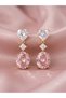 Pink Zircon Stone Dream Heart Earrings