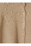 Ozmarka New Season Beige Crew Neck Pearl Embroidered Women's Knitwear Cardigan - 7