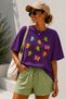 Colorful Butterfly Printed Crew Neck Casual Unisex Oversize T-Shirt - Nature Themed Cotton T-Shirt