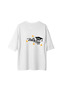 Women's Oversize Graduation Themed Printed T-Shirt Hat Greeting Star Pattern Relaxed Fit Casual Modern - 2