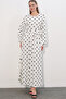 1525 Women's Long Knitted Polka Dot Dress - B.White - 3