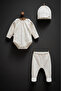 Baby Girl Set 100% Cotton 3-Piece Set with Hat - 3
