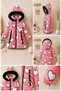 New Cute Heart Printed Furry Pocket Hooded Winter Plush Inside Inflatable Coat for Baby Girls - 3