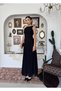 Women's Black Midi Dress Boat Neck Sleeveless Lace Embroidered Flared Cut - 8