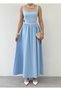 Women's Baby Blue Midi Dress Square Neck Backless Bow Detail Atlas - 2
