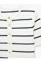 Buttoned Short Sleeve Crew Neck Striped Knitwear Cardigan - 3