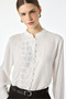 Napoleon Closure Detailed Long Sleeve Crew Neck Buttoned Crepe Shirt - 2