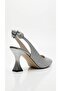 Royal Women's Leather Short Goblet Heel Pointed Toe Open Back Bow Detail Heeled Shoes - 7