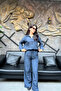 Women's Navy Blue Casual Shirt Pants Stone Set Sun431 - 3