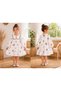 Girl's Ecru Color Lined 100% Cotton Muslin Dress with Embroidered Balloon Sleeves White Bohemian Casual Dress - 2