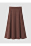 Brown Elastic Waist Poplin Flared Skirt - 5