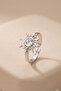 Silver Zircon Stone Sun Ring Adjustable - 2