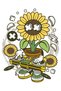 Women's Oversize Graphic Printed T-Shirt Sunflower Vinyl Turntable Music Themed Relaxed Fit Casual Modern - 3